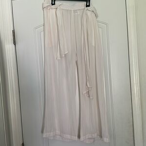 Mela Purdie White Soft Vent Palazzo Pants with Tie Pockets Sz S